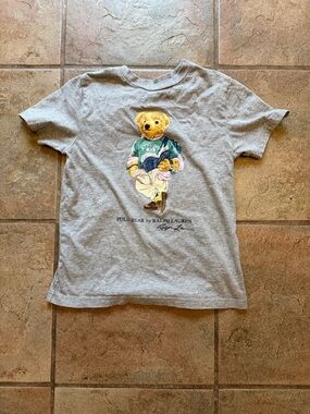 Polo Ralph Lauren Y2K Polo Bear Kids Gray Unisex T-Shirt Preppy Size 6